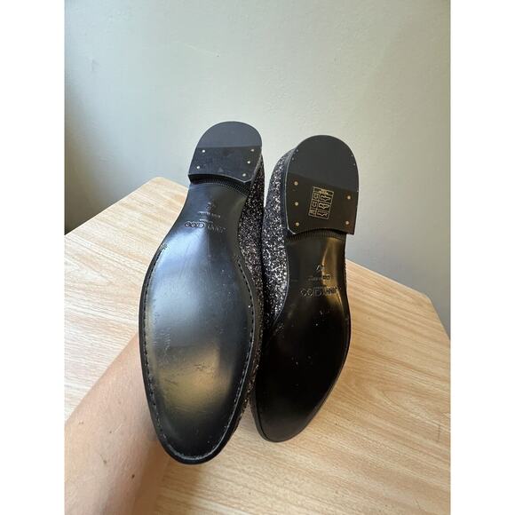 Jimmy Choo Men\'s Black Thame  Glitter Fabric Slipper, EU 40, US 8